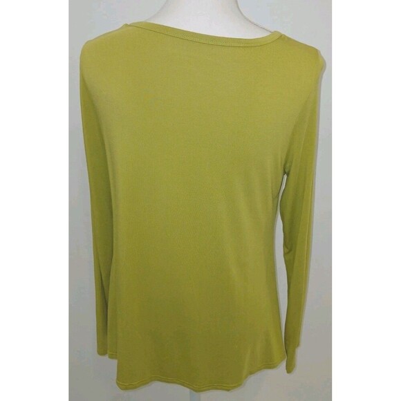 Soft‎ Surroundings 3D Floral Applique Knit Longsleeve Green Top Size Medium - Picture 3 of 7